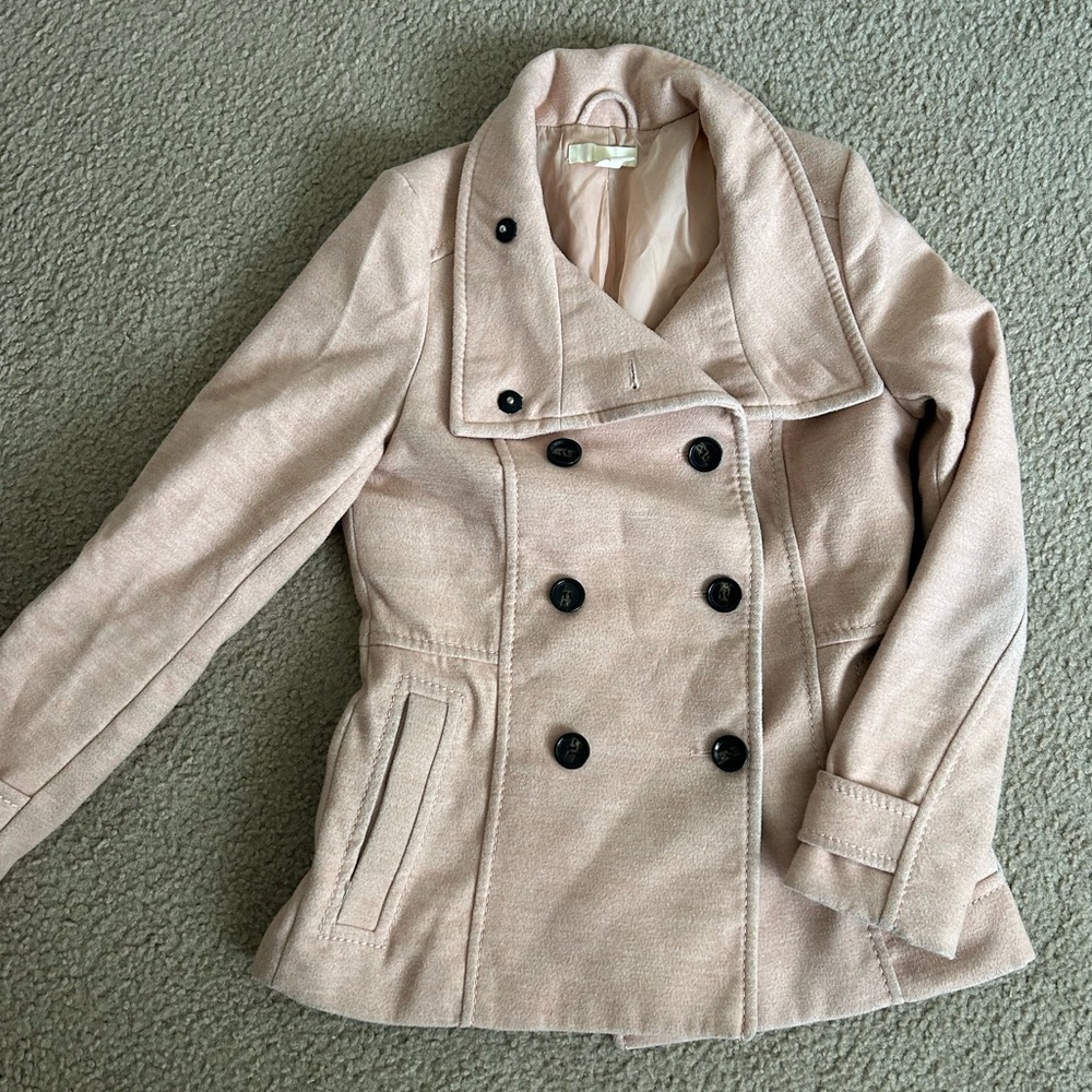 H&M pale pink peacoat